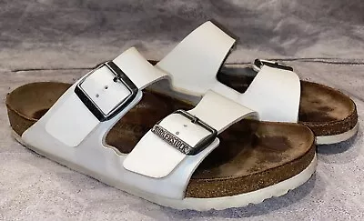 Birkenstock Arizona Strappy Buckle Sandals White Birko-Flor Vegan 10 US 40 • $40.45