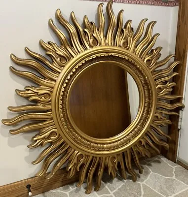 Vintage Syroco Starburst Gilded Gold Mirror MCM 34x34 • $1000