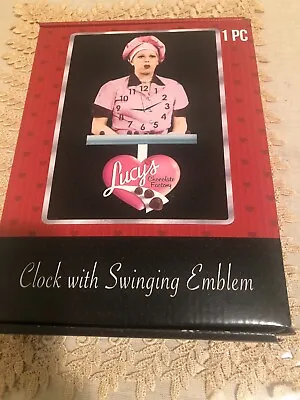 I Love Lucy Swinging Chocolate Factory Emblem Clock New In Box • $20