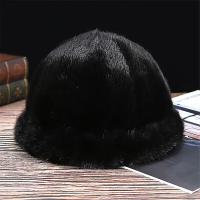 Men's Real Mink Fur Hat Thicken Winter Warm Basin Cap Fashion Outdoor • $57.32