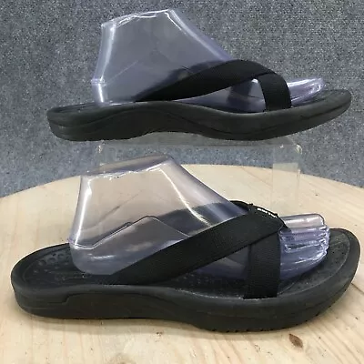 Earth Sandals Mens 10 Crisscross Thong Flats Black Open Toe Casual Comfort • $22.09