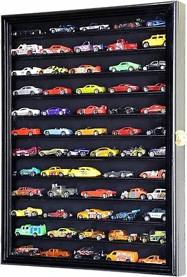 Car Display Case Black 12 Shelves Matchbox Model 1/64 Diecast Solid Wood Cabinet • $160.70