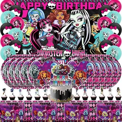 Monster High Party Supplies Birthday Decorations Plates Balloons Banner 5x3ft • $31.98
