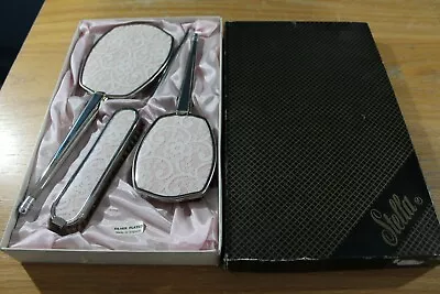 £10.99 • Buy 1980's 'Stella' Silver Plated, 4 Piece Dressing Table Set - UNUSED IN BOX