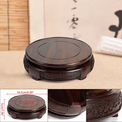 Pedestal Bonsai Teapot Vase Base 6'' Diameter Wooden Display Stand Hand Carved  • $21.85