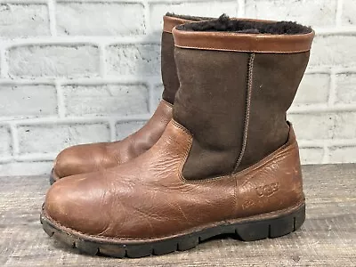 UGG Australia Beacon Sheepskin-Lined Brown Leather Boots Men's Sz 15 (5485) • $89.99