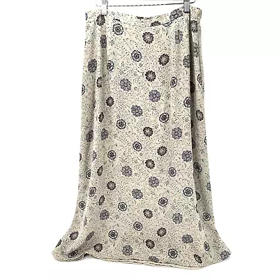 Vintage Talbots Maxi Skirt 100% Silk Boho Floral Lined Womens 12 Tan Blue A-Line • $29.99