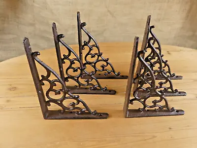 6 Antique Style Shelf Brace Wall Bracket Cast Iron Brackets Vine Garden Shed • $42.99