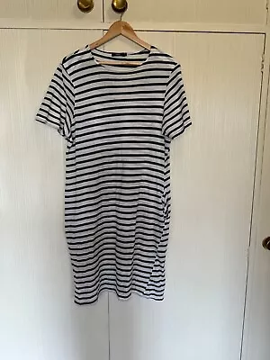 Bassike Size M 100% Cotton Bretton Stripe Dress With Pockets • $39.99