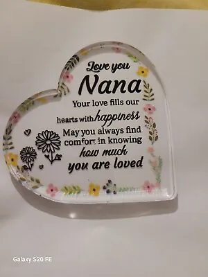 Nana Gift Heart Shape Mother's Day Plaque. Gift • £4.50