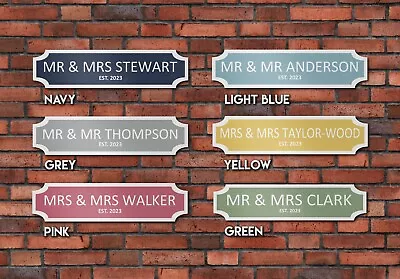 Personalised Metal Mr & Mrs Couple Sign Wedding Decoration Street Surname Sign • £16.99