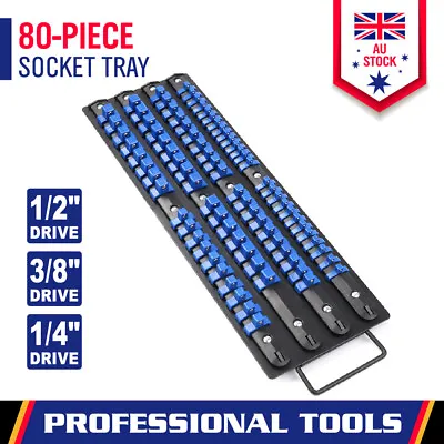 $34.77 • Buy 80-Piece Socket Rails Set Mix Combination Holder Ball Lockable Tool Storage Tray