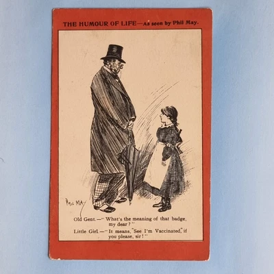 £7.95 • Buy Phil May Comic Postcard 1903 Political Vaccinaton Act Badge Armband Vaccinated