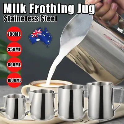 150-1000ML Stainless Steel Milk Coffee Jug Latte Espresso Frothing Scale Pitcher • $11.99