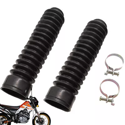 $24.59 • Buy 35MM Black Motorcycle Fork Rubber Gaiter Boots Front Fork Shock Absorber Cover×2
