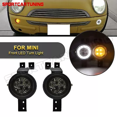 Smoked LED Halo Front Turn Signal Lights White DRL For Mini Cooper R50 R52 R53 • $98.99