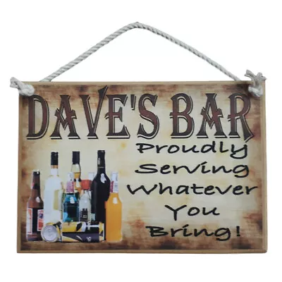 Country Printed Wooden Sign Personalized Bar Serving What You Bring Plaque • $15