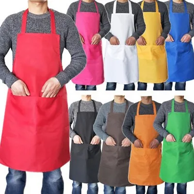 Coloured Apron 100% Cotton Chef Kitchen Cooking Catering Plain 10 Colours • £3.83