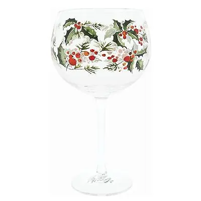 Ginology Festive Holly Decorated Copa Cocktail Christmas Gin Balloon Glass • £16.49