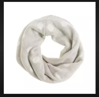 J. Crew Women Infinity Scarf Polka Dot Wool Blend Gray And Ivory • $59