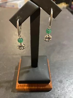 JAI John Hardy Sterling Silver 925 Green Agate Bead Clover Earrings • $99