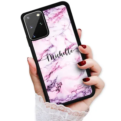 Personalised Name Marble Case Cover For Samsung S22 S21 FE S10 S9 S8 Plus Ultra  • $9.99