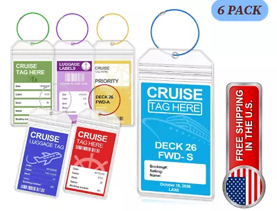 6 Pack Cruise Luggage Tag Holders For Carnival NCL Princess MSC Cruise Ships • $8.50