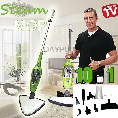 10 In 1 Electrical Steam Mop 1500W Handheld Upright Floor Carpet Steamer Cleaner • £38.30