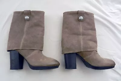 VINCE CAMUTO VC CHAPIN Taupe Suede Roll Down Boots Size 7.5 B • $24.95