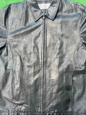 Vintage 90s Michael Jordan Leather Jacket Black XXL • $100