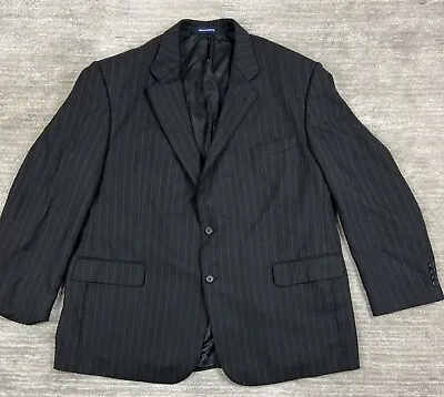 Stafford Performance Blazer Mens 50 Black Pinstripe Wool Jacket Coat Two Button • $29.99