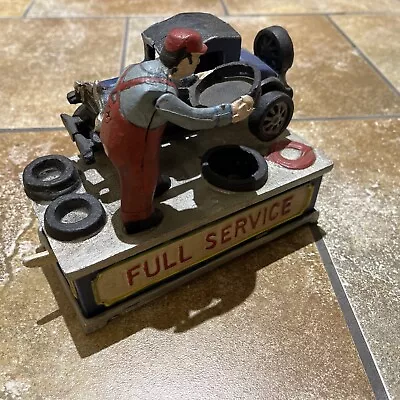 Vintage Cast Iron Full Service Mechanical Bank • $69.89