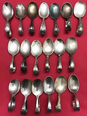 18 Pc Antique To Vintage Silverplated CURVED BABY SPOONS Looped Handle Style • $45