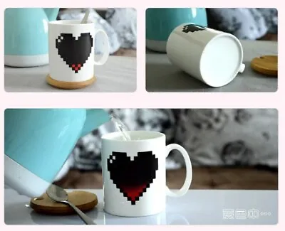 £13.44 • Buy Ceramic Heart Magic Temperature Changing Color Mugs Cup Coffee Milk Tea Set 