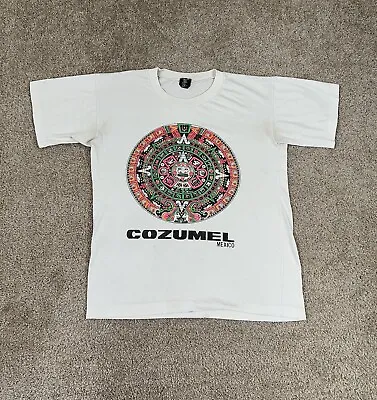 1990’s Vintage Cozumel Mexico Mayan Calendar Multicolor T-Shirt Size Medium • $14.99