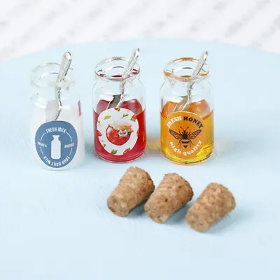 $7.52 • Buy 1:12 Dollhouse Miniature Food Sauce Jam Bottle Spoon Kitchen Toy Accessories`gw