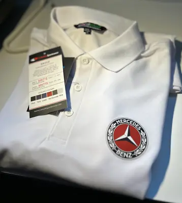 Polo Mercedes-Benz Logo Performance Shirt For Men High Quality Polyester White • $40.97