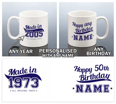 £8.49 • Buy 16 18 21 30 40 50 65 75 BIRTHDAY GIFT Him PERSONALISED MUG Men Dad Grandad Cup