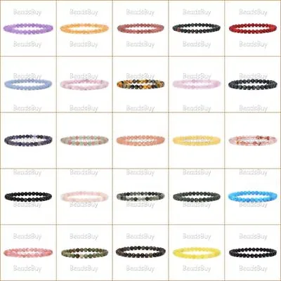 6mm Fashion Round Gemstone Beads Stretchable Bracelet 6.5  • £5.15