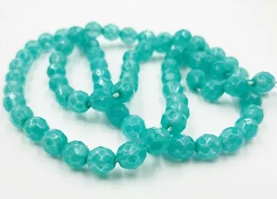 72pcs Vintage Czech Teal Opal Glass Faceted 8mm. Fire Polished Round Beads T411 • $5.24