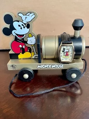 RARE GOLD Version Fossil Limited Ed. Mickey Mouse Watch & Collectible Toy Train • $195