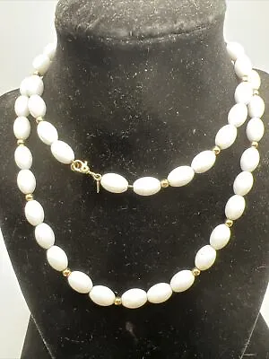Monet Faux Egg Pearl And Gold Tone Beads Necklace • $13