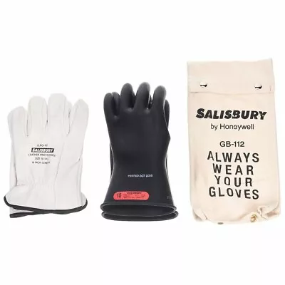 SALISBURY SIZE-10 Electrical Voltage Insulating Glove Kit Class 0 Rubber Leather • $199.99