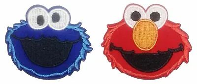 Sesame Street Elmo & Cookie Monster Face Embroidered Iron On Patch Set Of 2 • $8.99