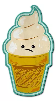 LARGE Vintage Style Metal Sign Ice Cream Cone Creepy Cute Kawaii Pop Art • $43