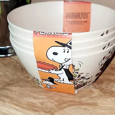 New Peanuts  Bamboo DEEP Bowl Set Thanksgiving  Snoopy 🎃 Charlie Brown • $21.50