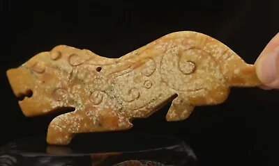 Chinese Old Natural Jade Hand-carved Statue Dragon Pendant L • $8.99