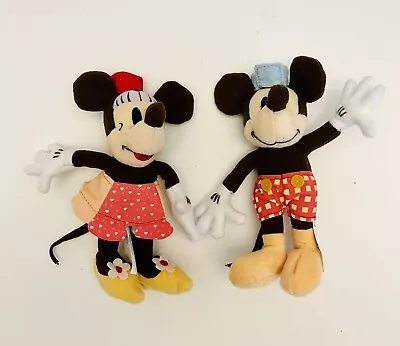 VTG Disney Mickey & Minnie Retro Brown & Tan 6” Mini Plush Dolls RARE • $15.80