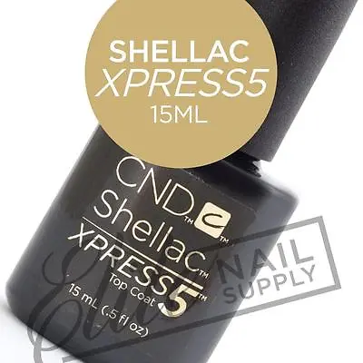 CND SHELLAC XPRESS5 Top Coat 15ml + FREE Remover Wraps 10ct Valued At $6.95 • $42.95