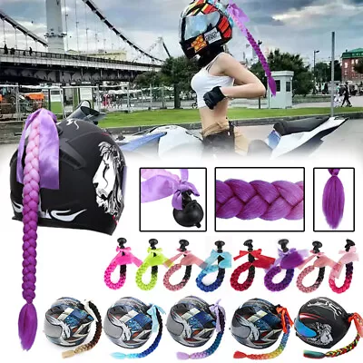 Helmet Pigtail Hair Extensions Box Braid Double Ponytail Motorcycle Racing Decor • $12.20